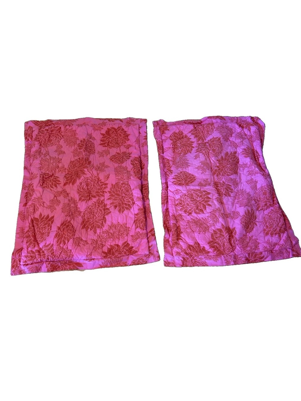 Garnet Hill 2007 Pink Red Floral Quilted Pillow Shams Standard Set of 2 Y2K Boho